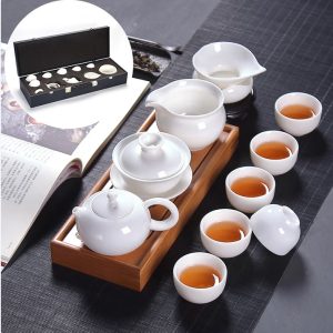 HAVILAND轻奢品牌羊脂玉白瓷陶瓷功夫茶具套装轻奢泡茶壶盖碗茶杯家用办公 白瓷 亮光【西施壶+盖碗】套装